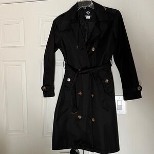 Women's Black Double-Breasted Trench Coat